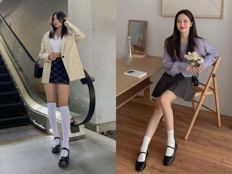 chân váy xòe ngắn mặc với áo gì