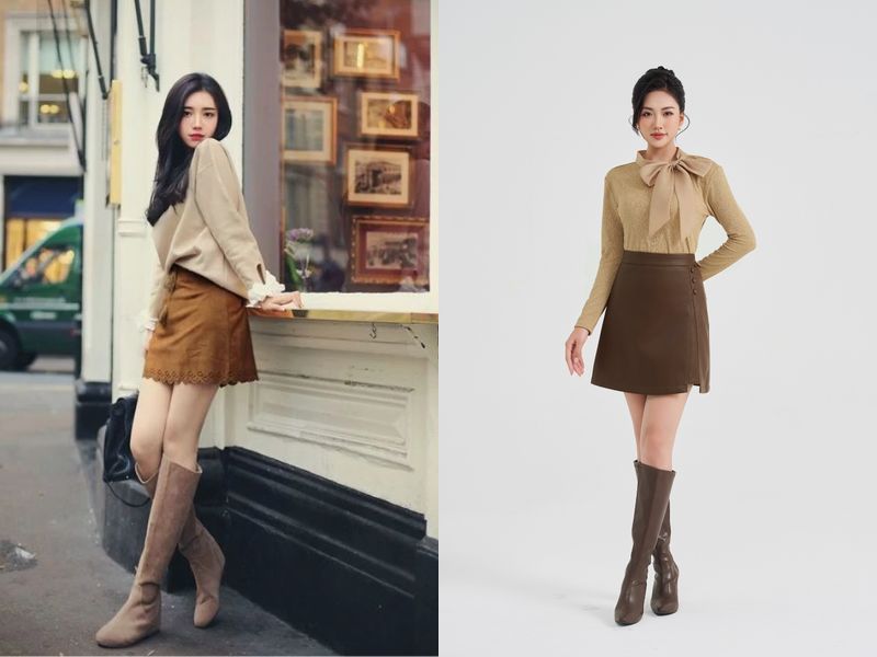 váy màu be đi giày màu gì