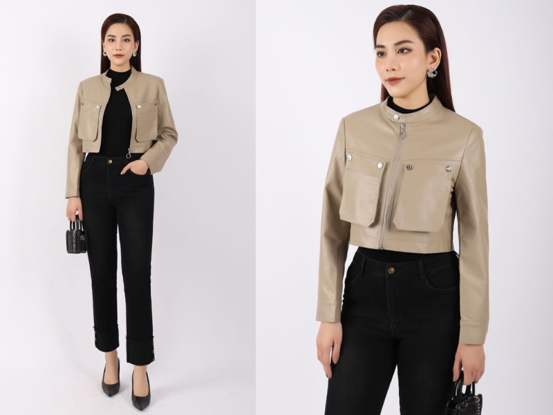 phối đồ với áo khoác jean croptop phối đồ với áo khoác jean croptop