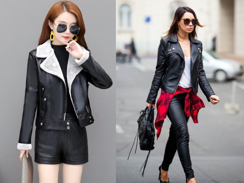 cách phối áo da nữ