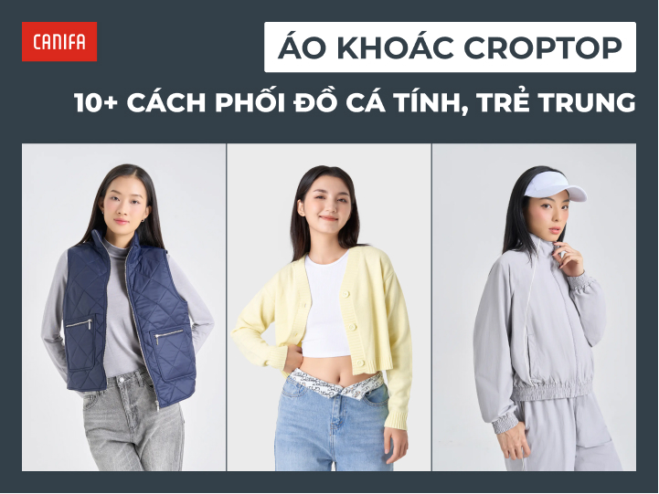 phối đồ với áo khoác croptop nữ