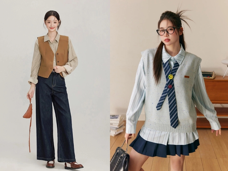 phối đồ với áo khoác gile nữ