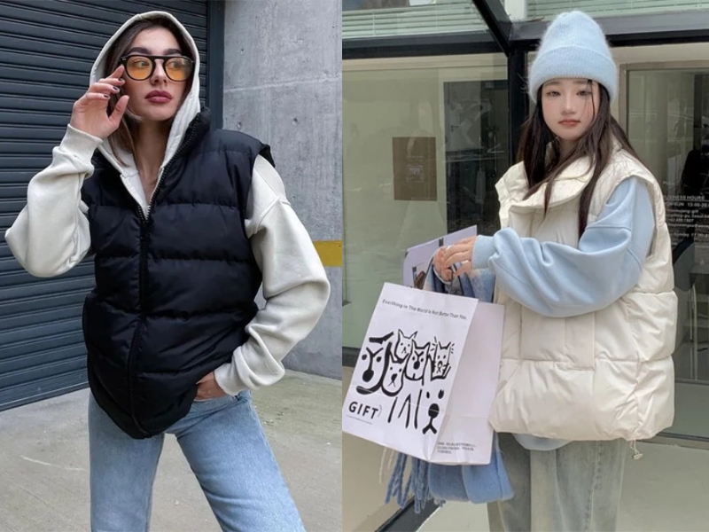 phối đồ với áo khoác gile nữ