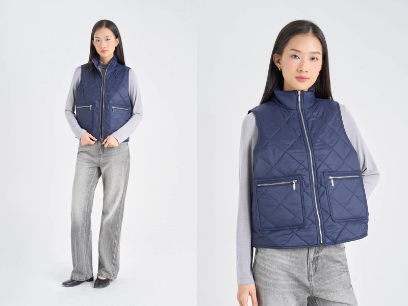 phối đồ với áo khoác gile nữ