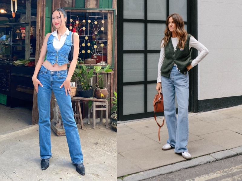 phối đồ với áo khoác gile nữ