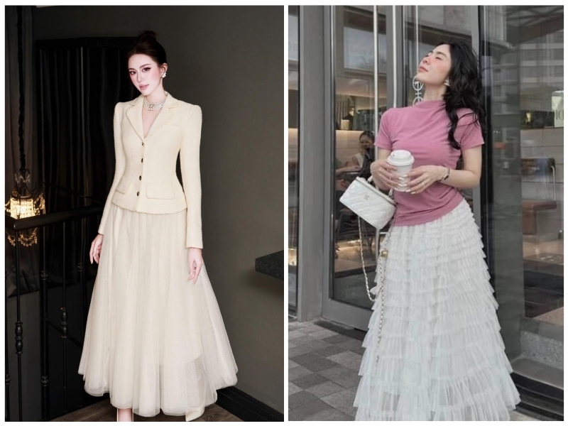 cách phối đồ với chân váy dài đi tiệc