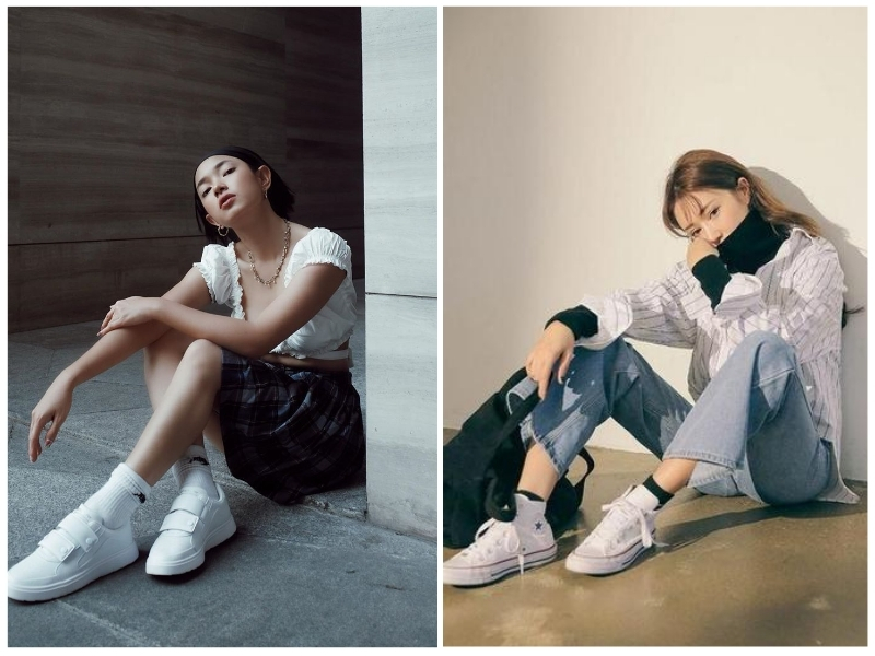 chọn tất tương xứng với chiều cao của váy và quần