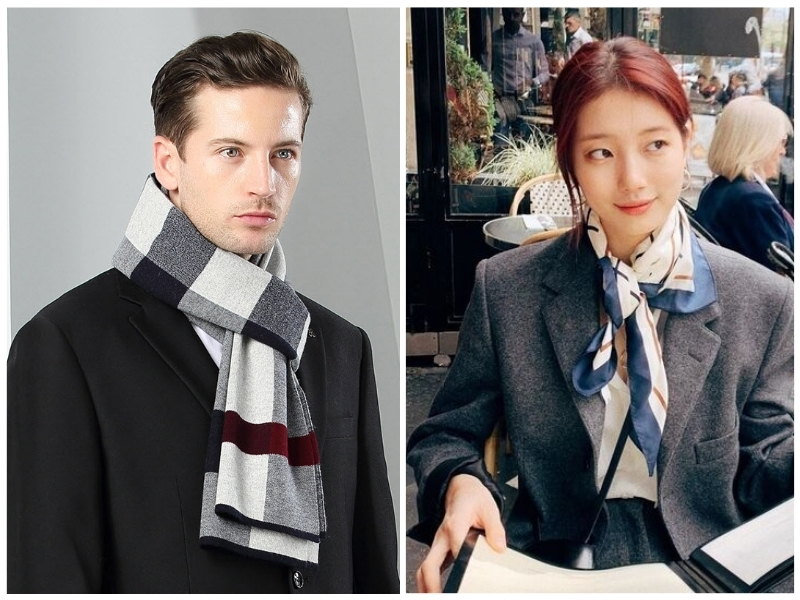 phối đồ thanh lịch với khăn choàng dài