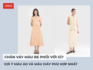 phối đồ với chân váy màu be