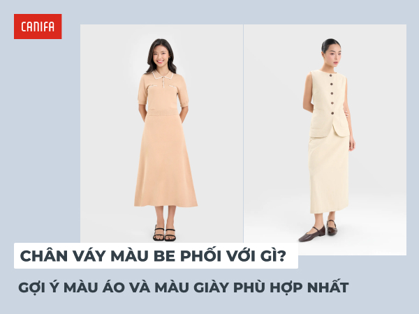 phối đồ với chân váy màu be