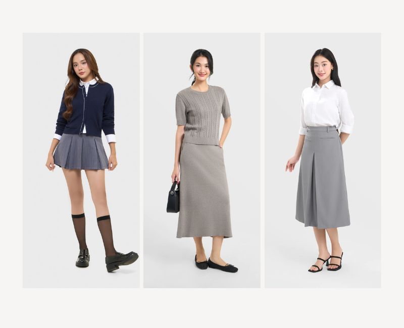 phối đồ theo tone sáng và tối với màu ghi xám