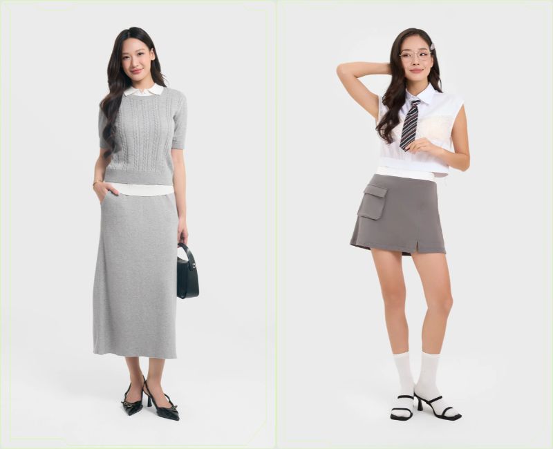 chú ý độ dài của chân váy