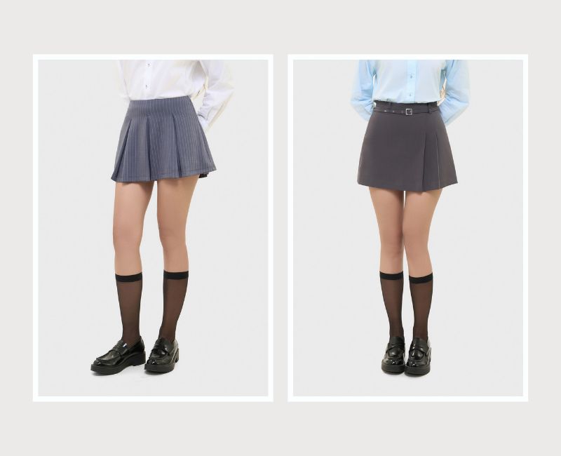 item chân váy xám ghi