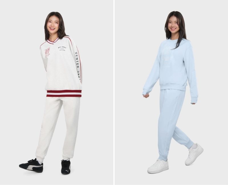 phối sweater nữ với quần nỉ jogger bo gấu