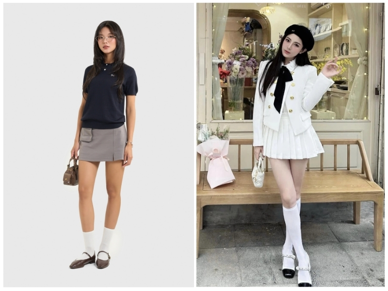 cách phối giày với tất cho nữ