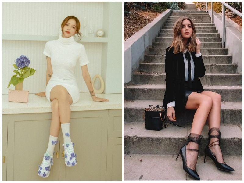 cách phối giày với tất cho nữ