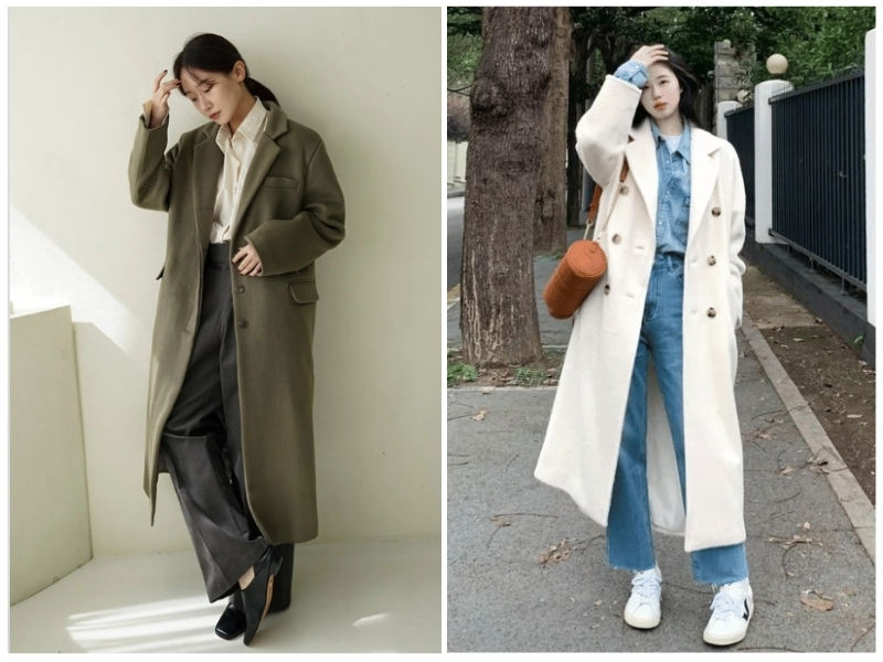 phối đồ với áo khoác dạ dài
