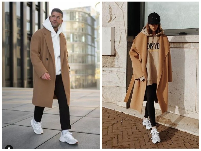 phối đồ với áo khoác dạ dài