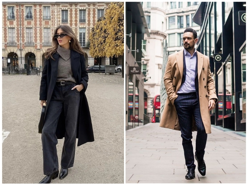 phối đồ với áo khoác dạ dài
