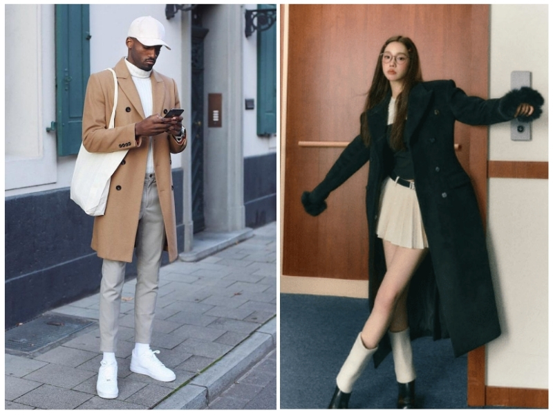 phối đồ với áo khoác dạ dài