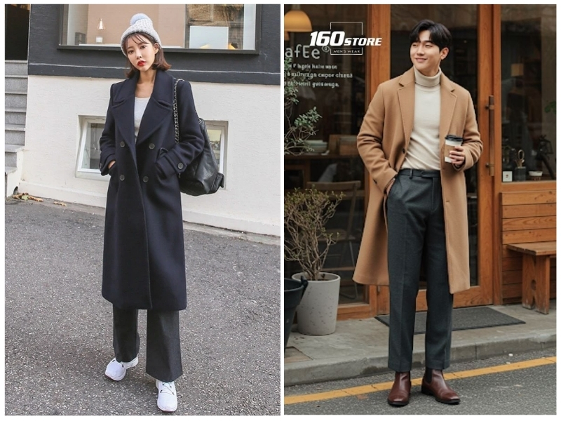 phối đồ với áo khoác dạ dài