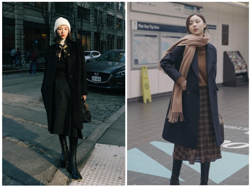 phối đồ với áo khoác dạ dài