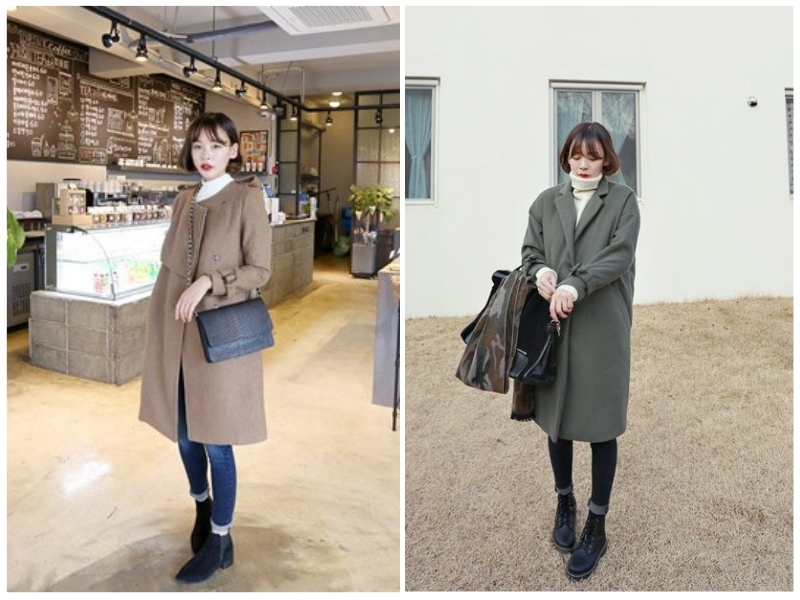 phối đồ với áo khoác dạ dài