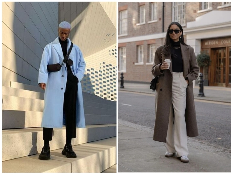 phối đồ với áo khoác dạ dài