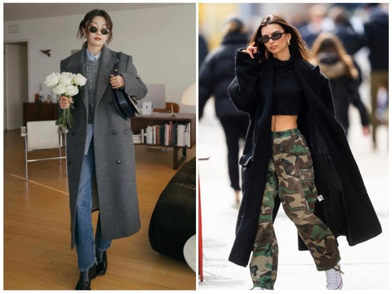 phối đồ với áo khoác dài