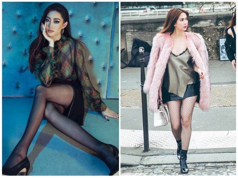 phối đồ với quần tất đen