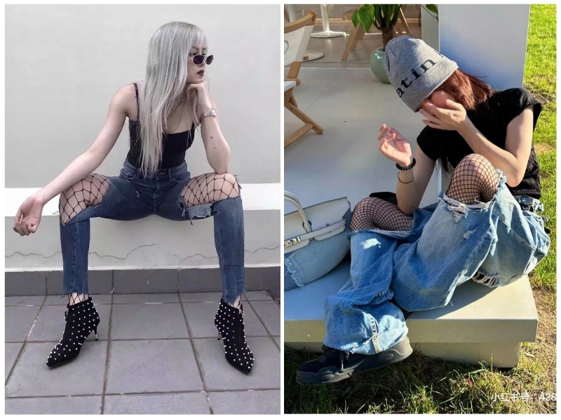 phối đồ với quần tất đen