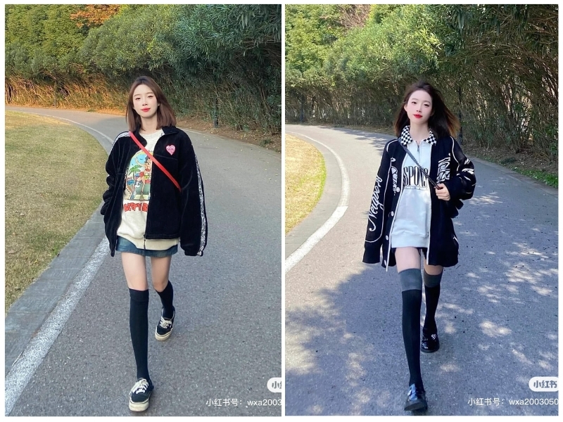 phối đồ với quần tất đen