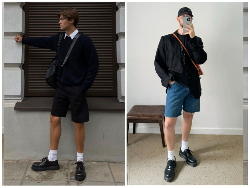Phong cách trẻ trung với tất cao cổ phối quần short
