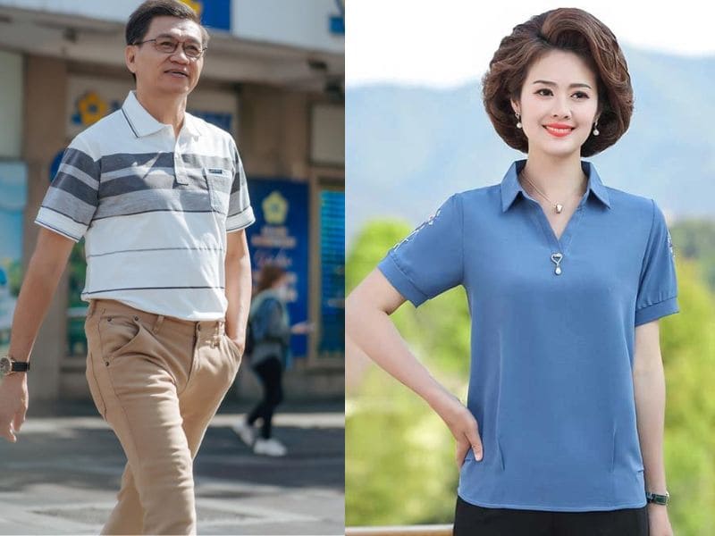 Áo thun có cổ polo trung niên