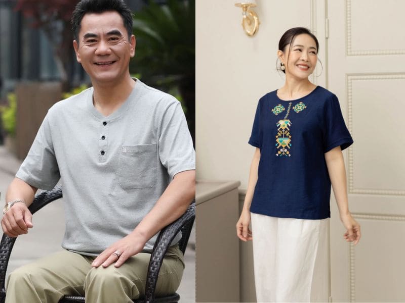 Áo thun cổ tròn trung niên