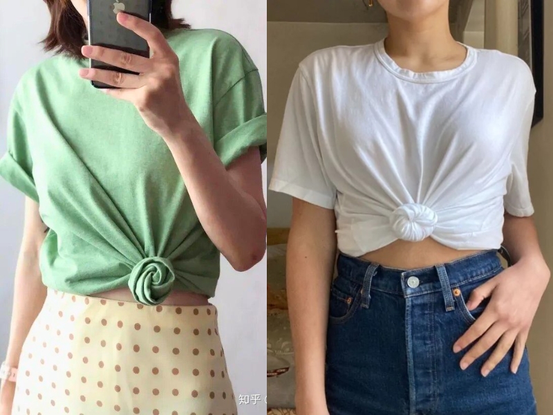 buộc áo thun thành croptop