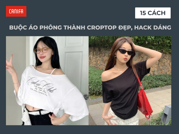 cách buộc áo phông thành croptop