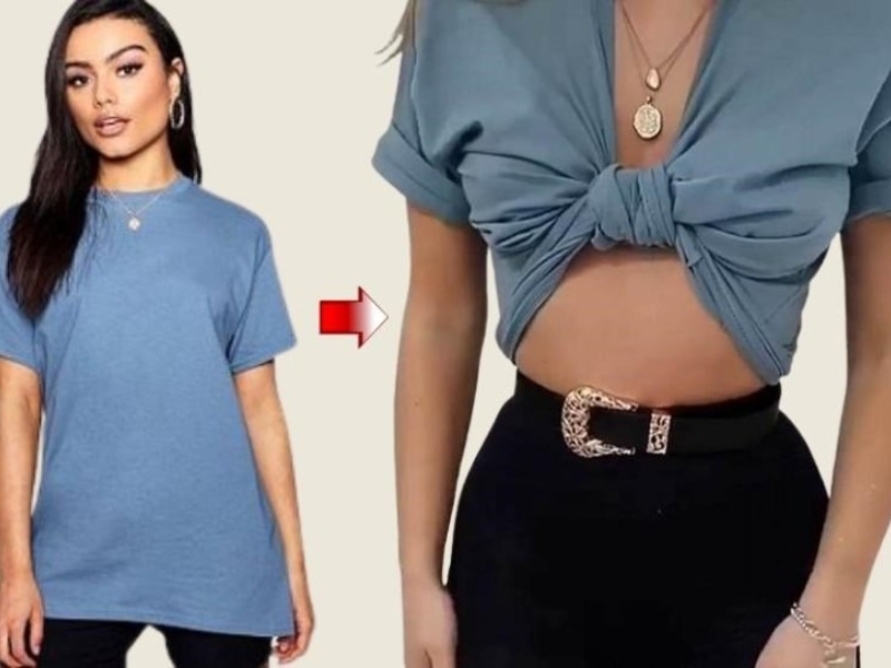 buộc áo thun thành croptop