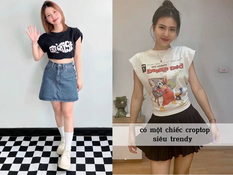 cách buộc áo phông thành áo croptop