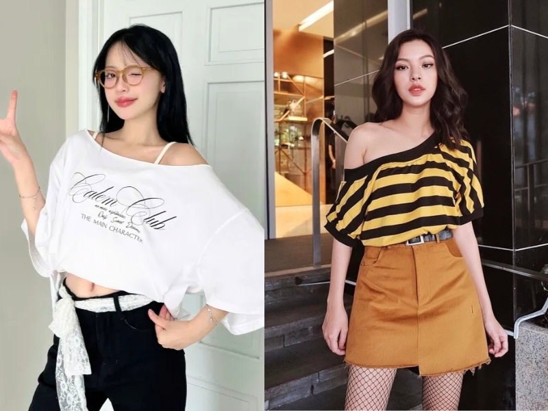 cách buộc áo phông thành croptop