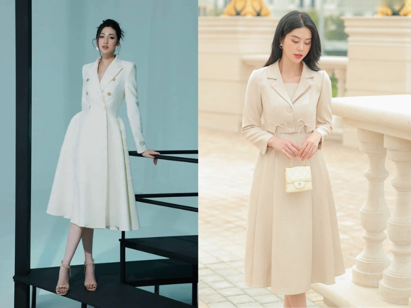 mẫu đầm vest dự tiệc Chiếc đầm vest tay dài