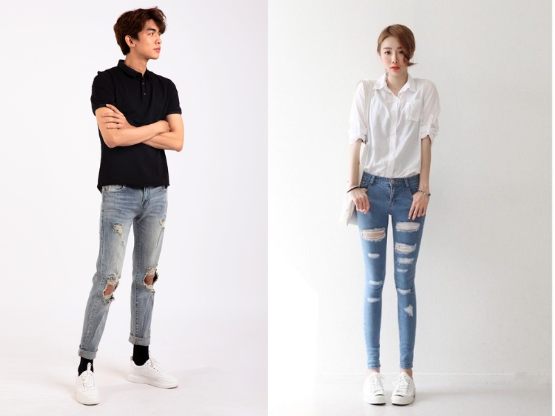 mix đồ đi đám cưới với quần jean ống rộng