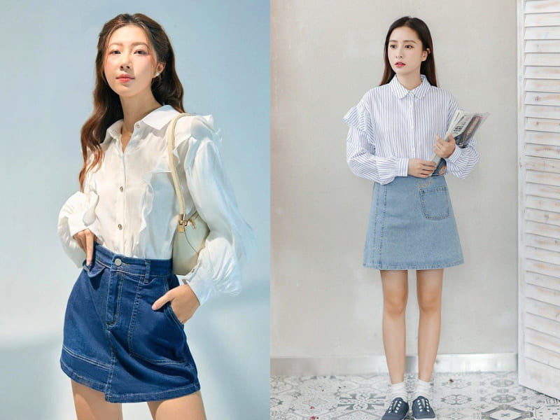 mặc chân váy jean đi đám cưới