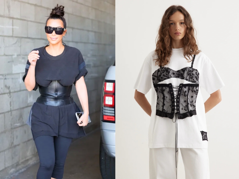 Phối hợp áo corset cùng áo thun oversize Phối hợp áo corset cùng áo thun oversize