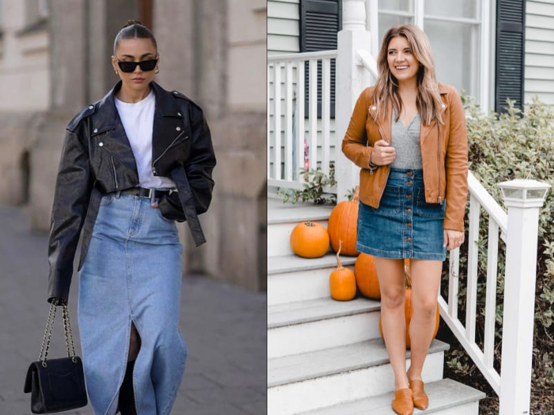 chân váy jean đi đám cưới