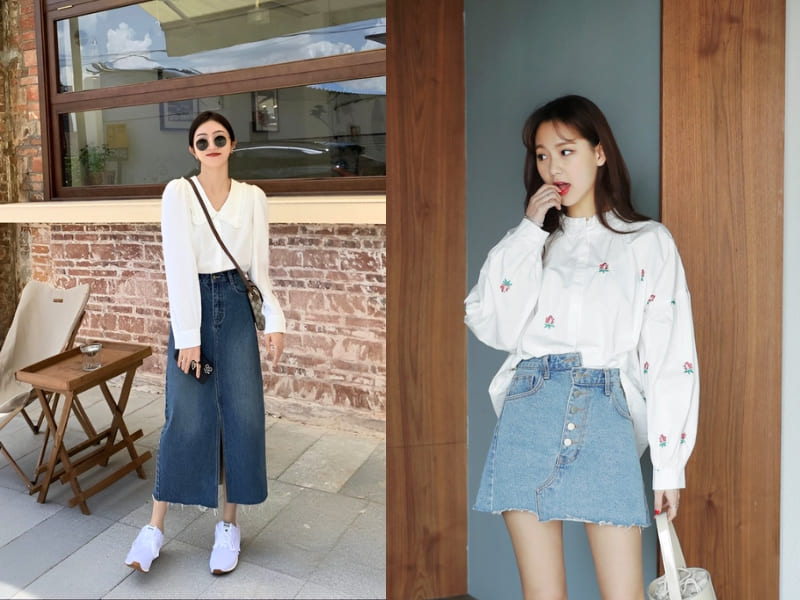 mặc váy jean đi đám cưới