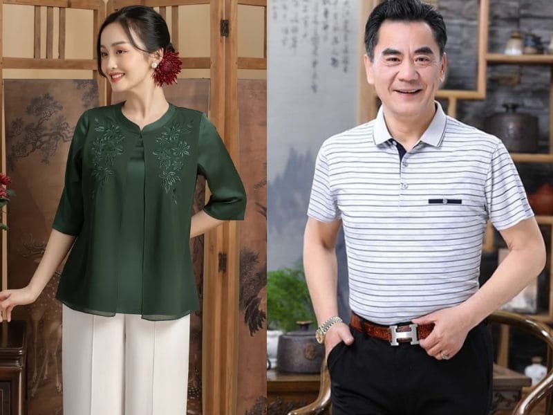 Phối áo phông trung niên với quần âu