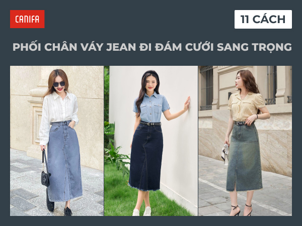 Phối chân váy jean đi đám cưới