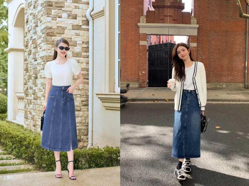 mặc váy jean đi đám cưới