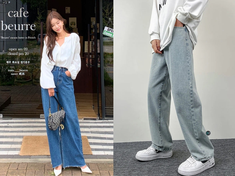 phối áo gì với quần jean ống rộng